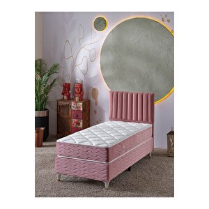 Ezgi 90x190 Tek Kişilik (baza+başlık+yatak) 3 Lü Set (pembe)