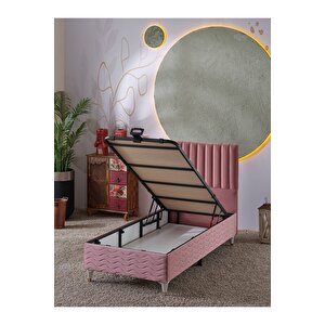 Ezgi 90x190 Tek Kişilik (baza+başlık+yatak) 3 Lü Set (pembe)