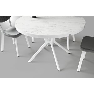 Bade Alfa Mdf Oval Highgloss Açılır Mutfak Masa Sandalye Takımı 73x120 Beyaz