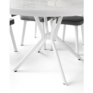 Bade Alfa Mdf Oval Highgloss Açılır Mutfak Masa Sandalye Takımı 73x120