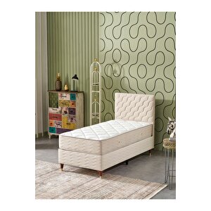 Simge 90x190 Tek Kişilik (baza+başlık+yatak) 3 Lü Set (babyface Krem)