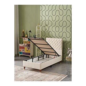 Simge 90x190 Tek Kişilik (baza+başlık+yatak) 3 Lü Set (babyface Krem)