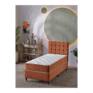 Bengü 90x190 Tek Kişilik (baza+başlık+yatak) 3 Lü Set (kiremit)