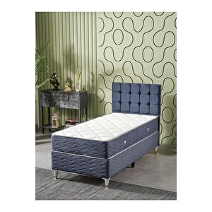 Bengü 90x190 Tek Kişilik (baza Başlik Yatak) 3 Lü Set (i̇ndi̇go)
