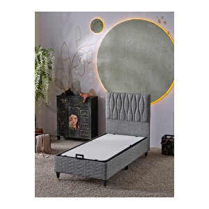 Almula 90x190 Tek Kişilik (baza+başlık+yatak) 3 Lü Set (keten Gri)