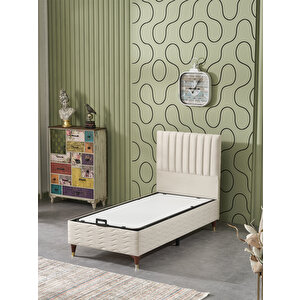 Ezgi 90x190 Tek Kişilik (baza+başlık) 2 Li Set (babyface Krem)
