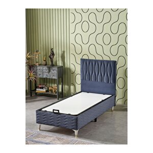 Almula 90x190 Tek Kişilik (baza+başlık+yatak) 3 Lü Set (i̇ndigo)