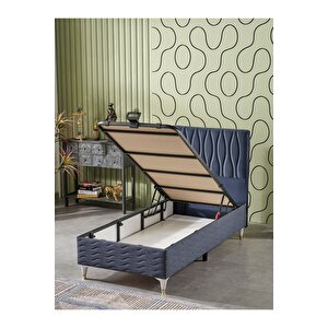 Almula 90x190 Tek Kişilik (baza+başlık+yatak) 3 Lü Set (i̇ndigo)