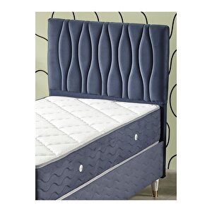 Almula 90x190 Tek Kişilik (baza+başlık+yatak) 3 Lü Set (i̇ndigo)