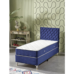 Simge 90x190 Tek Kişilik (baza+başlık+yatak) 3 Lü Set (babyface Lacivert)