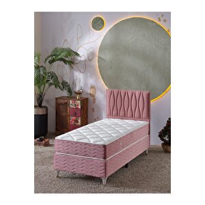 Almula 90x190 Tek Kişilik (baza+başlık+yatak) 3 Lü Set (pembe)