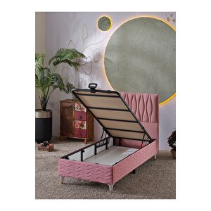 Almula 90x190 Tek Kişilik (baza+başlık+yatak) 3 Lü Set (pembe)