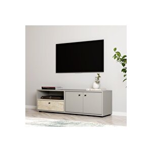 Pao Kapaklı Tv Sehpası, Tv Ünitesi Gri/traverten Gri