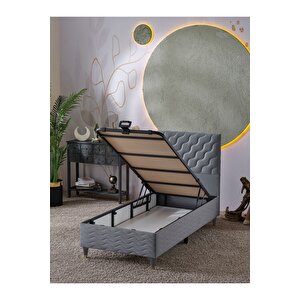 Simge 90x190 Tek Kişilik (baza+başlık) 2 Li Set (gri)