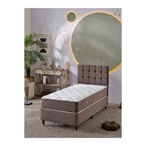 Bengü 90x190 Tek Kişilik (baza+başlık+yatak) 3 Lü Set (kahve)