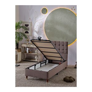 Bengü 90x190 Tek Kişilik (baza+başlık+yatak) 3 Lü Set (kahve)