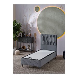 Almula 90x190 Tek Kişilik (baza+başlık+yatak) 3 Lü Set (gri)