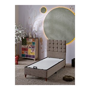 Bengü 90x190 Tek Kişilik (baza+başlık+yatak) 3 Lü Set(keten Kahve)