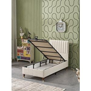 Ezgi 90x190 Tek Kişilik (baza+başlık+yatak) 3 Lü Set (babyface Krem)