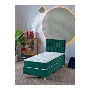 Almula 90x190 Tek Kişilik (baza+başlık+yatak) 3 Lü Set (yeşil)