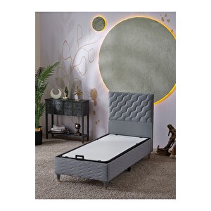 Simge 90x190 Tek Kişilik (baza+başlık+yatak) 3 Lü Set (gri)