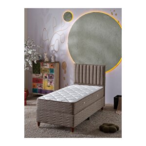 Ezgi 90x190 Tek Kişilik (baza Başlik Yatak) 3 Lü Set (keten Kahve)