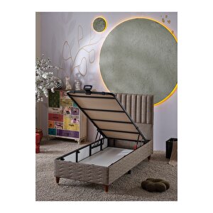 Ezgi 90x190 Tek Kişilik (baza Başlik Yatak) 3 Lü Set (keten Kahve)
