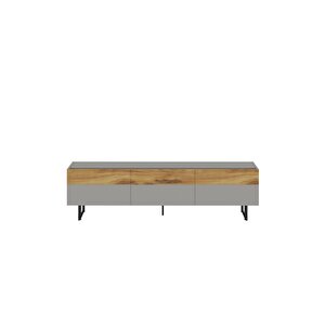 Sign Kapaklı Tv Ünitesi, Tv Sehpası - Metal Ayak - Gri/kilim