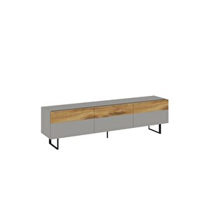 Sign Kapaklı Tv Ünitesi, Tv Sehpası - Metal Ayak - Gri/kilim
