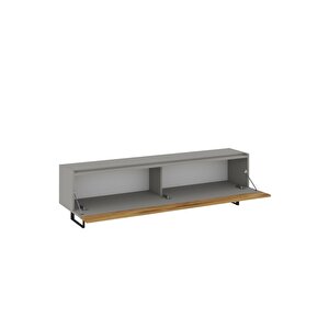 Sign Kapaklı Tv Ünitesi, Tv Sehpası - Metal Ayak - Gri/kilim
