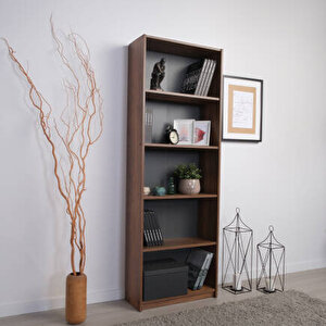 Modern 5 Raflı Kitaplık-koyu Ceviz (oslo Ceviz) 64x182x26 Cm