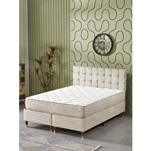 150x200 Bengü Çift Kişilik (BAZA BAŞLIK YATAK) 3 Lü Set (JERY KREM)