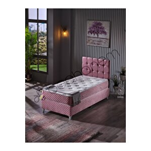 Bengü 90x190 Tek Kişilik (BAZA BAŞLIK YATAK) 3 Lü Set (JERY PEMBE)