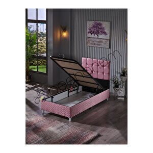 Bengü 90x190 Tek Kişilik (BAZA BAŞLIK YATAK) 3 Lü Set (JERY PEMBE)