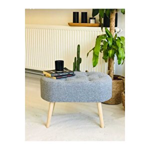 Gürgen Ahşap Ayak Welsoft Kumaş Oval Pufidik Puf Bench Tabure Sandalye Berjer Koltuk