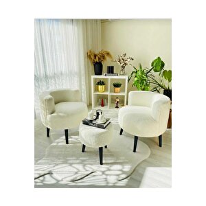 Çay Seti İkili Koltuk Berjer Ve Puf Takımı (salon, Balkon, Ofis) 3 Lü Takım