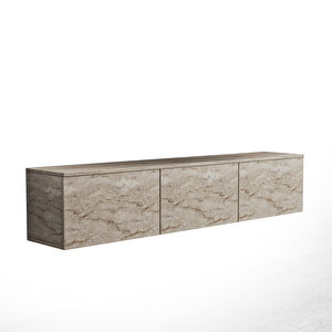Neon Duvara Monte 3 Kapaklı TV Sehpası – 160 cm – Minimal Tasarım, Traverten Desen