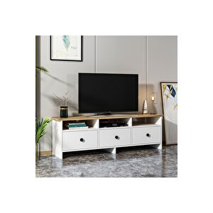 Oslo Kapaklı Tv Ünitesi, Tv Sehpası Beyaz/kilim
