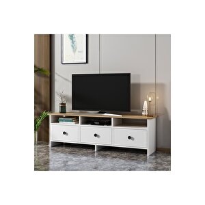 Oslo Kapaklı Tv Ünitesi, Tv Sehpası Beyaz/kilim