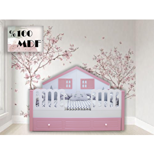 %100 Mdf Stella Pembe 90x190 Duvar Çatılı Karyola