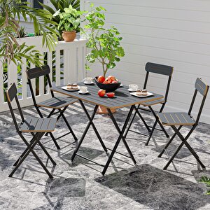 4 Kişilik Bistro Takım Bahçe Masa Sandalye Füme 1429