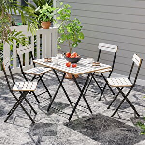 4 Kişilik Bistro Takım Bahçe Masa Sandalye Beyaz 1428