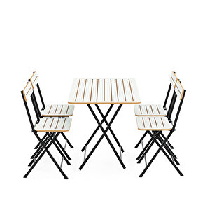 4 Kişilik Bistro Takım Bahçe Masa Sandalye Beyaz 1428