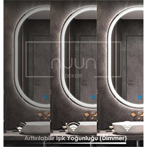 Oval Beyaz Ledli̇ Ayna Dokunmati̇k (di̇mmer Özelli̇kli̇) 100x70 cm