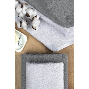4 Lü Banyo Havlusu Takımı Soft Büyük Havlulu Pamuklu Havlu Seti 90x150 Cm Beyaz