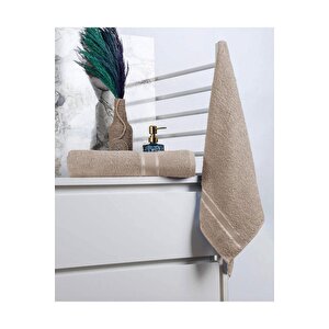 %100 Pamuk 2 Parça Kadın/erkek Banyo Duş Hamam Havlu Seti 90x140 Cm Bej
