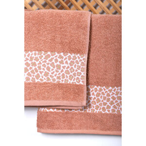 2 Parça Jakarlı Kadın-erkek Banyo Havlu Takımı Leo 90x150 Cm Kahve