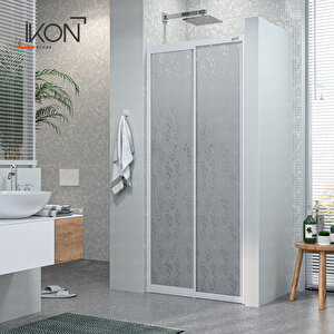 Plastik Mika Cam, 1 Sabit 1 Açılır Beyaz Duşakabin 114