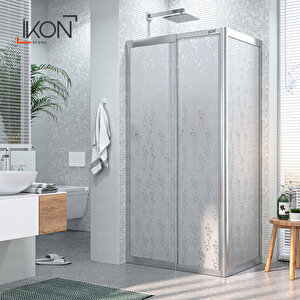 Plastik Mika Cam, Dikdörtgen, Sabit Panelli 1 Sabit 1 Açılır Krom Duşakabin 90x130 cm