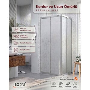 Plastik Mika Cam, Dikdörtgen Krom Duşakabin 70x120 cm